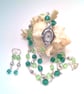 Green Crystal Glass Bead and Silver Bead Fob Watch and Earrings, Gift for Her - Image 8