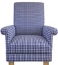  Navy Blue Gingham Fabric Adult Armchair Chair Checked Accent Nursery Small 