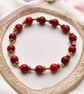Red Jasper Bead Bracelet with Gold plated accents