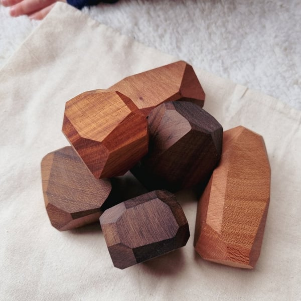 Hand crafted wooden balancing building blocks