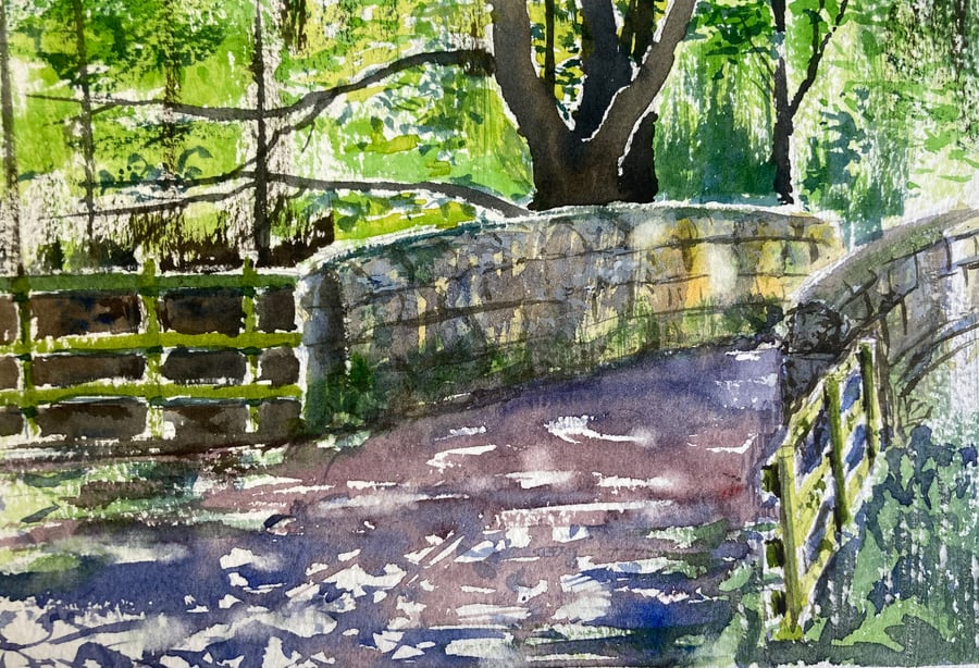 Kildale bridge (Pure Original Watercolour FULLY MOUNTED 8” x 6”)