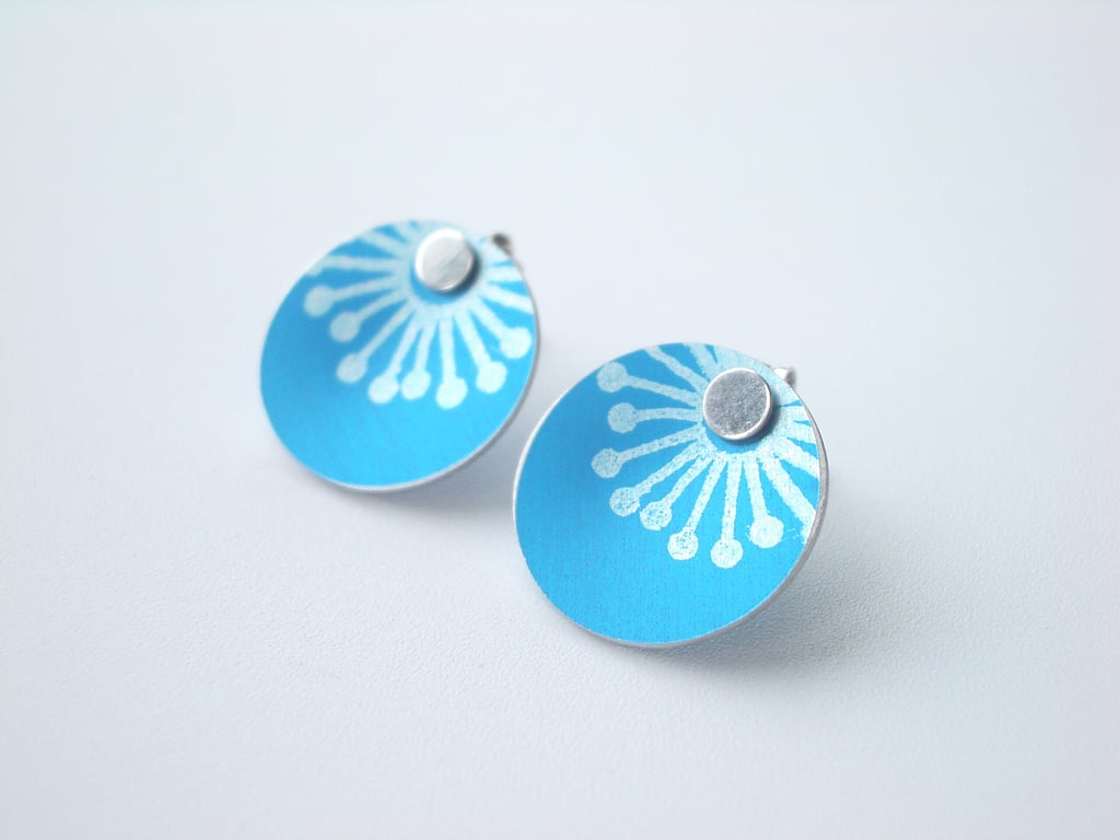 Starburst earrings studs in blue