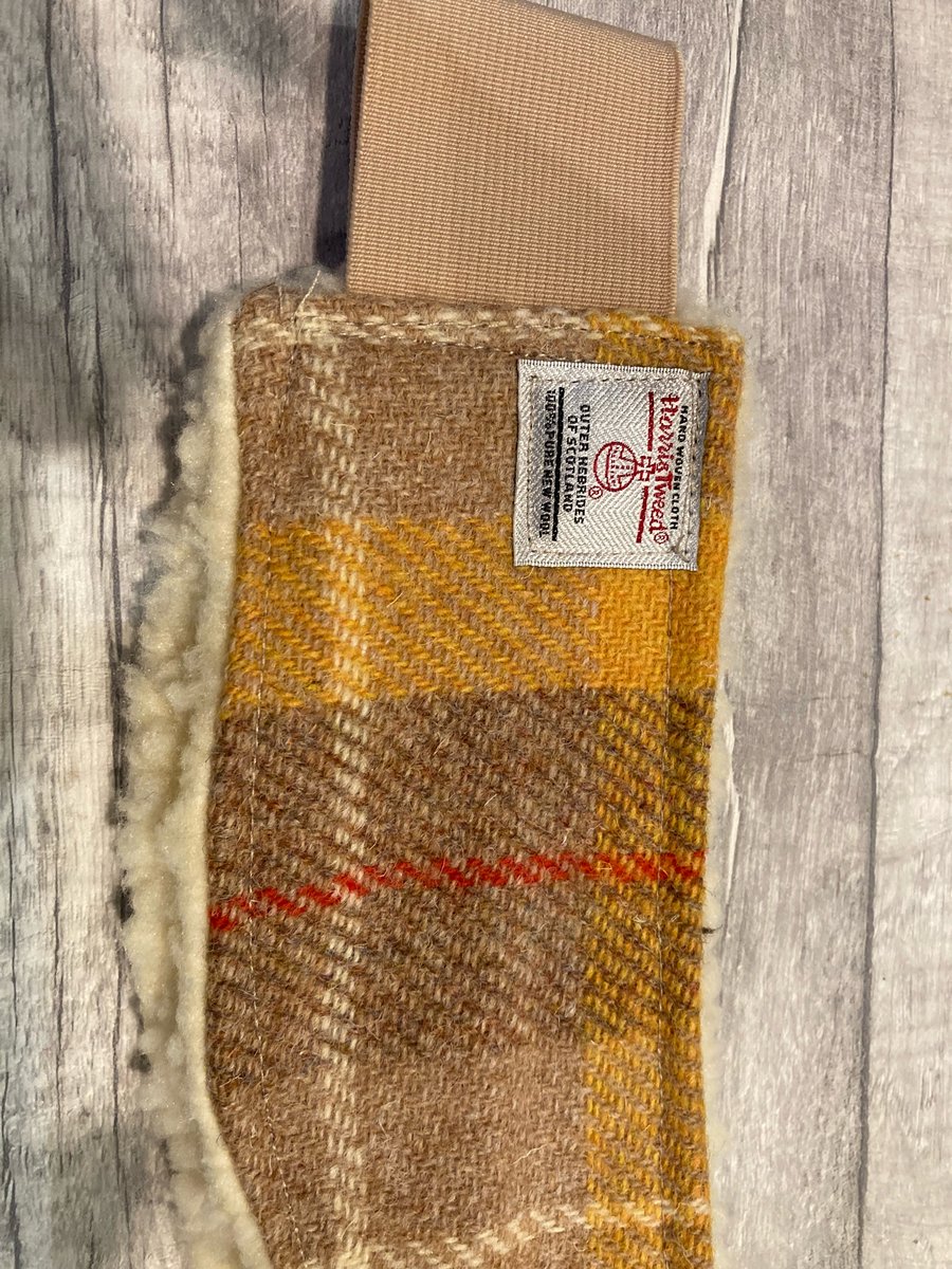 Harris Tweed Headband Yellow Brown Checked Tweed