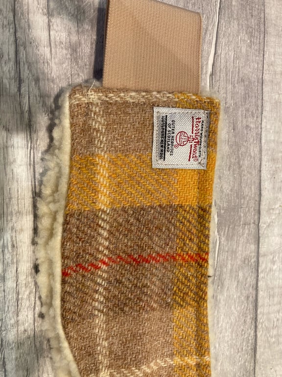 Harris Tweed Headband Yellow Brown Checked Tweed