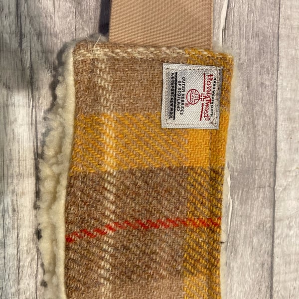 Harris Tweed Headband Yellow Brown Checked Tweed
