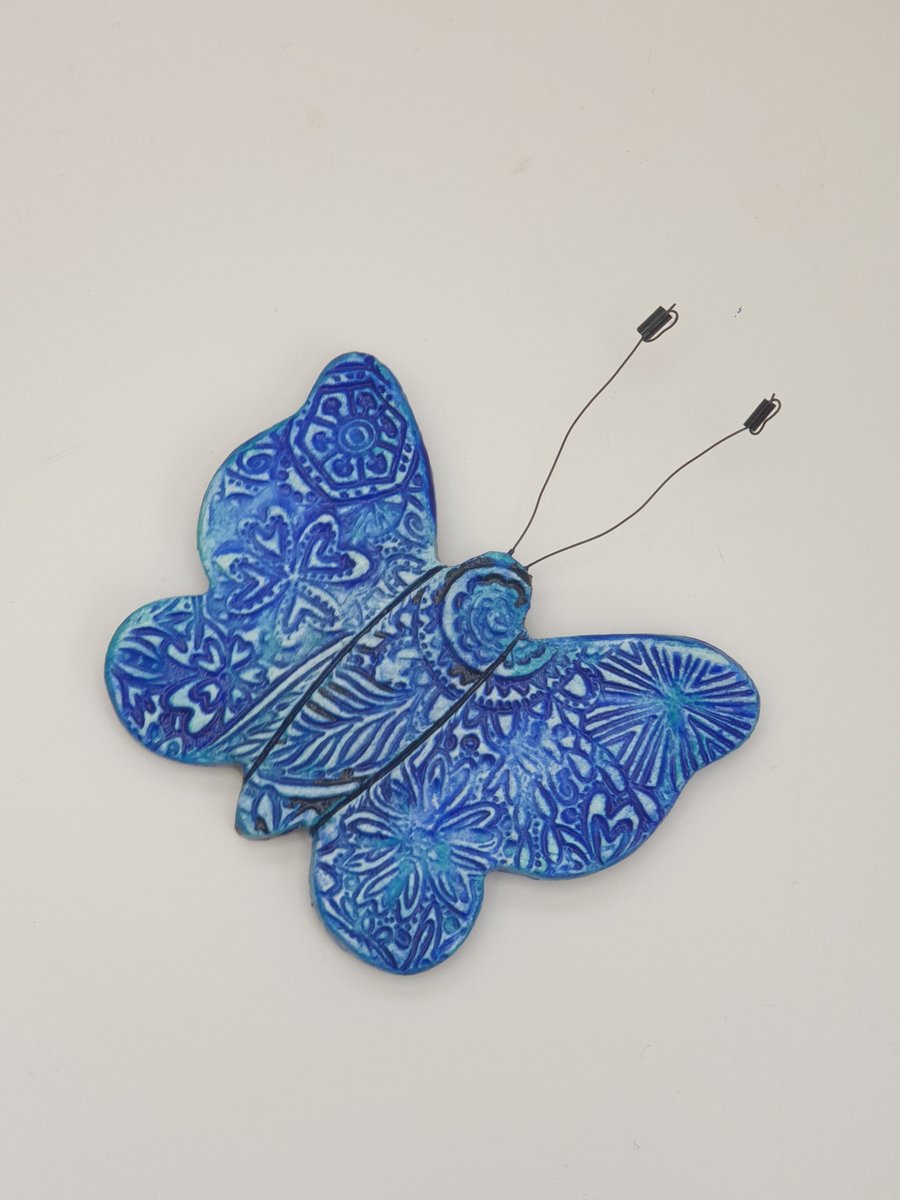 Butterfly clay fridge magnet, kitchen gift for her