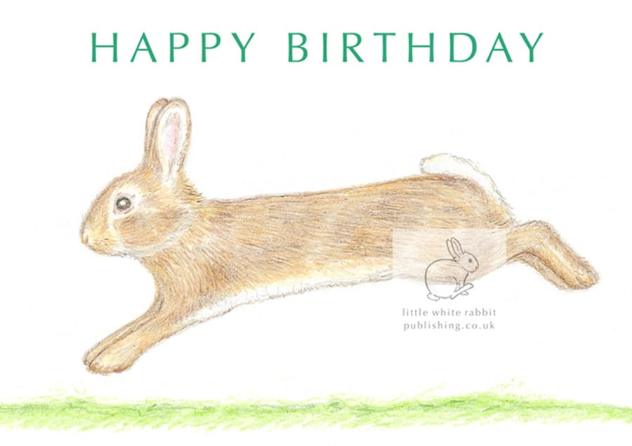 Little Wild Rabbit Jumping - Birthday Card