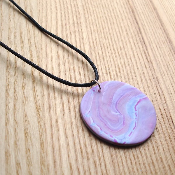 Marbled Disc FIMO Polymer Clay Pendant