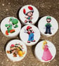 Handmade Super Mario Inspired pine decoupaged knobs handles wardrobes cupboards 