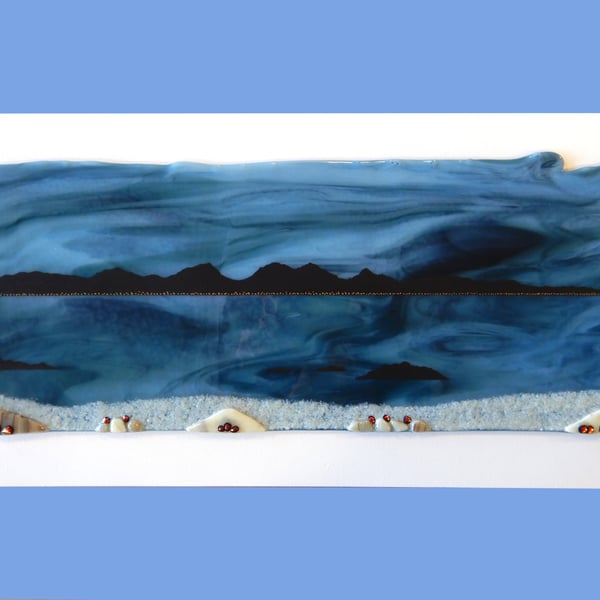 Handmade Fused Glass 'Paps of Jura' Painting