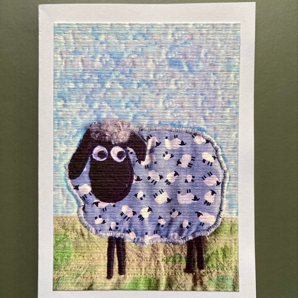 Cute sheep, original textile print, greeting cards to make you smile.