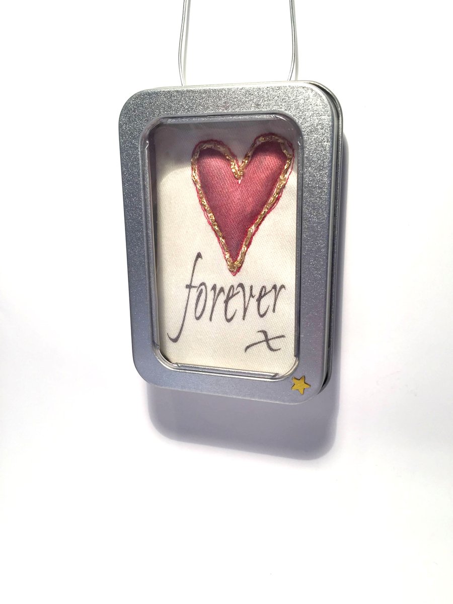 heart gift, heart framed in tin, anniversary gift, 'forever'