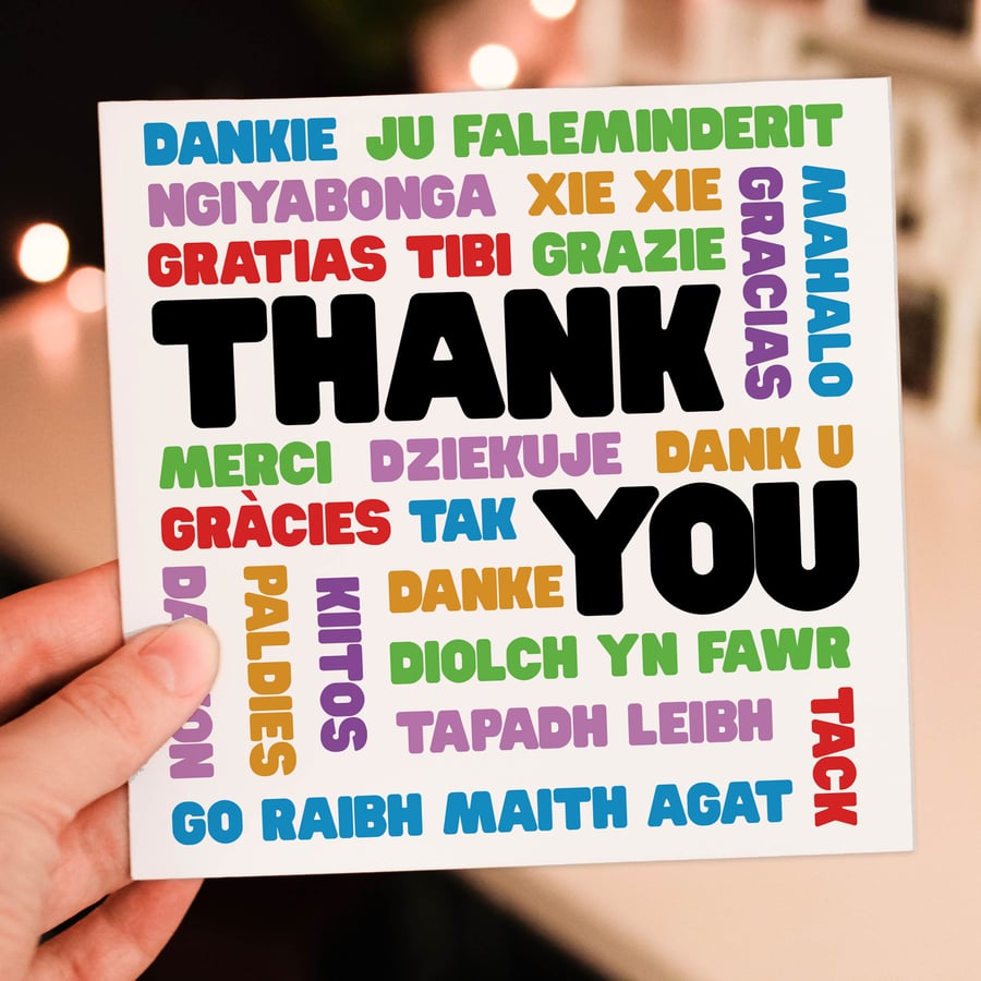 Thank you card: Languages
