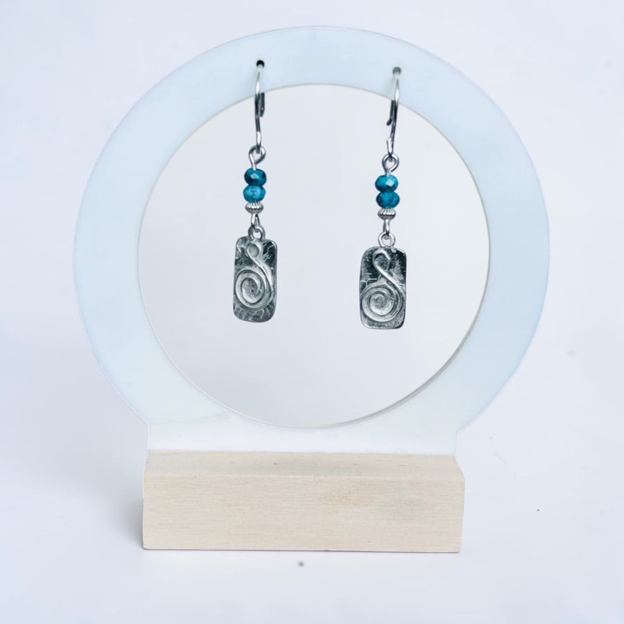 Sterling Silver Jasper Spiral Tablet Earrings - Gift Box - Stunning
