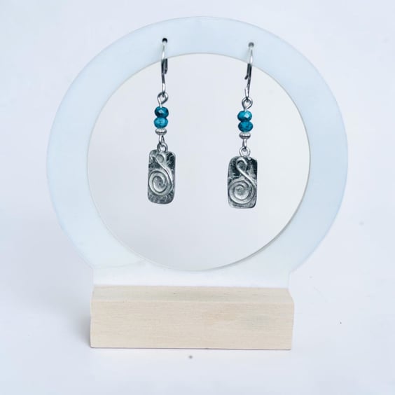 Sterling Silver Jasper Spiral Tablet Earrings - Gift Box - Stunning