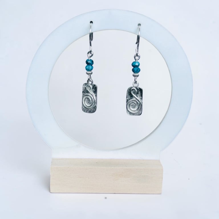 Sterling Silver Jasper Spiral Tablet Earrings - Gift Box - Stunning