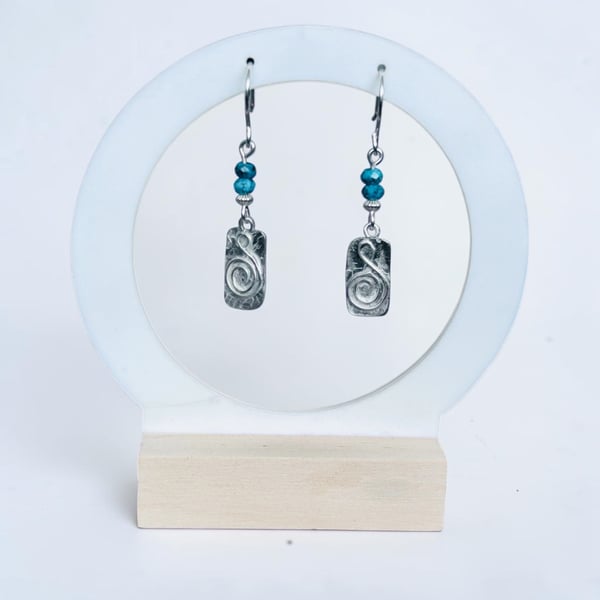 Sterling Silver Jasper Spiral Tablet Earrings - Gift Box - Stunning