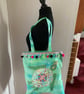 Tie dyed and hand painted tote with colourful turtle design  - Image 1