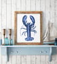 Cornish Blue Lobster Art Print, Cornwall Gifts - Image 4