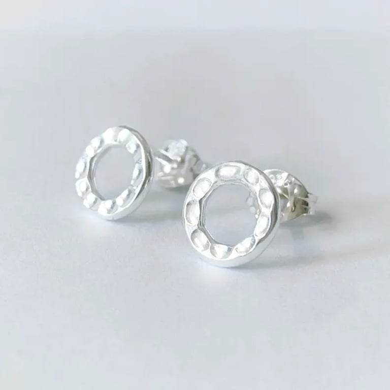 Sterling Silver Hoop Stud Earrings, Handmade Urban Jewellery design