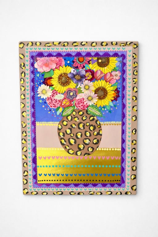 Sunflowers in Leopard Print Vase
