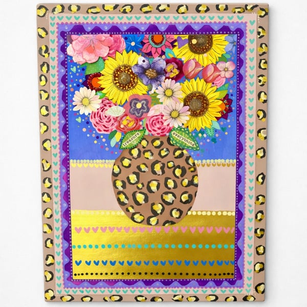 Sunflowers in Leopard Print Vase