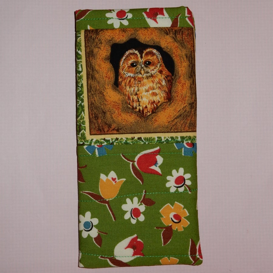 Glasses case - Owls and flowers