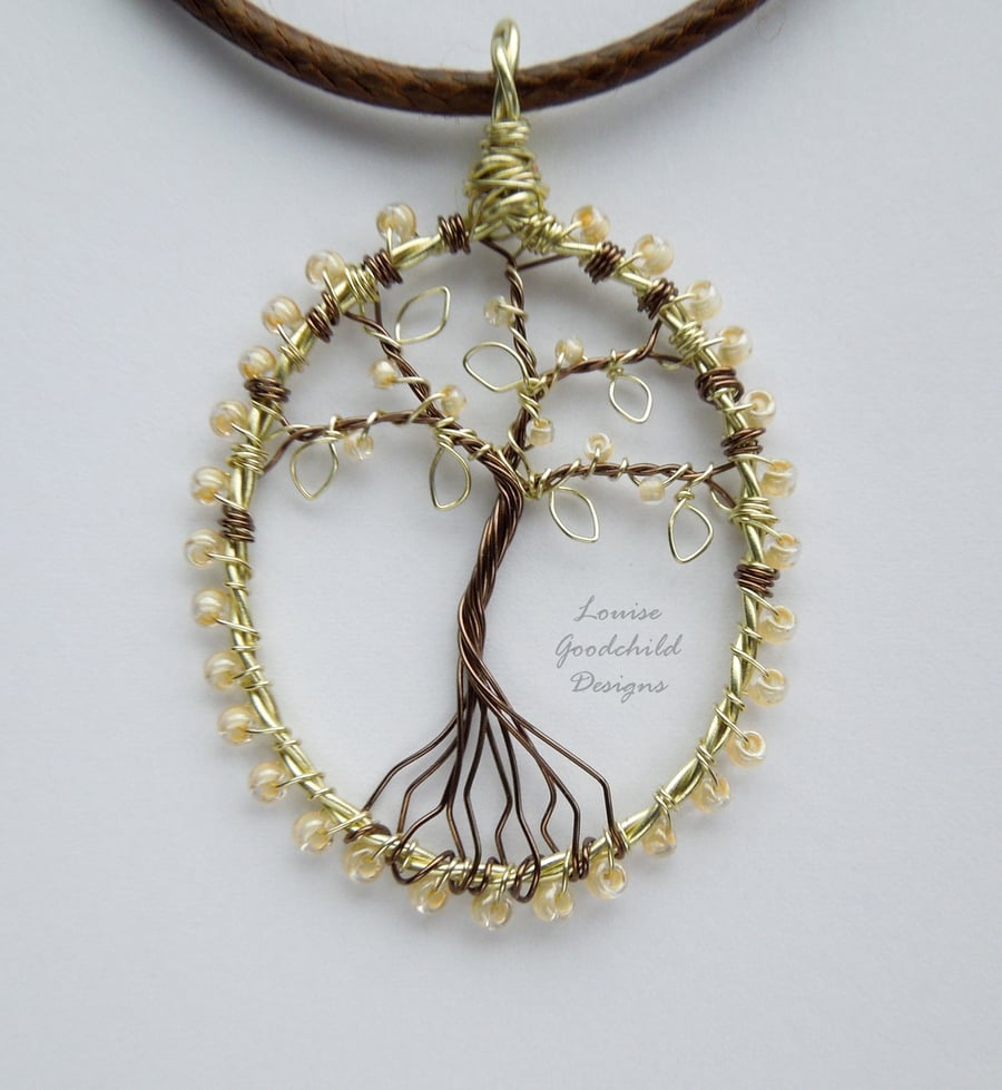 Vanilla tree of life pendant necklace, unique wearable wire art