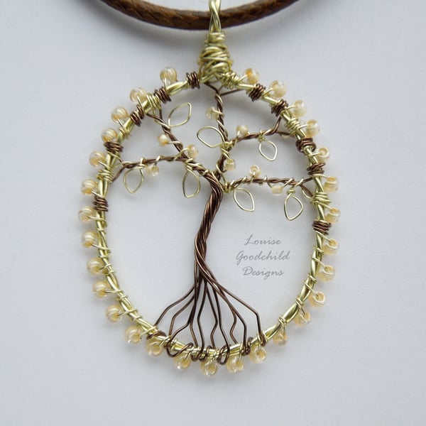 Vanilla tree of life pendant necklace, unique wearable wire art