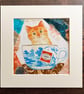 Mixed media cat artwork, ginger tabby collage, gift for cat lover - Image 2
