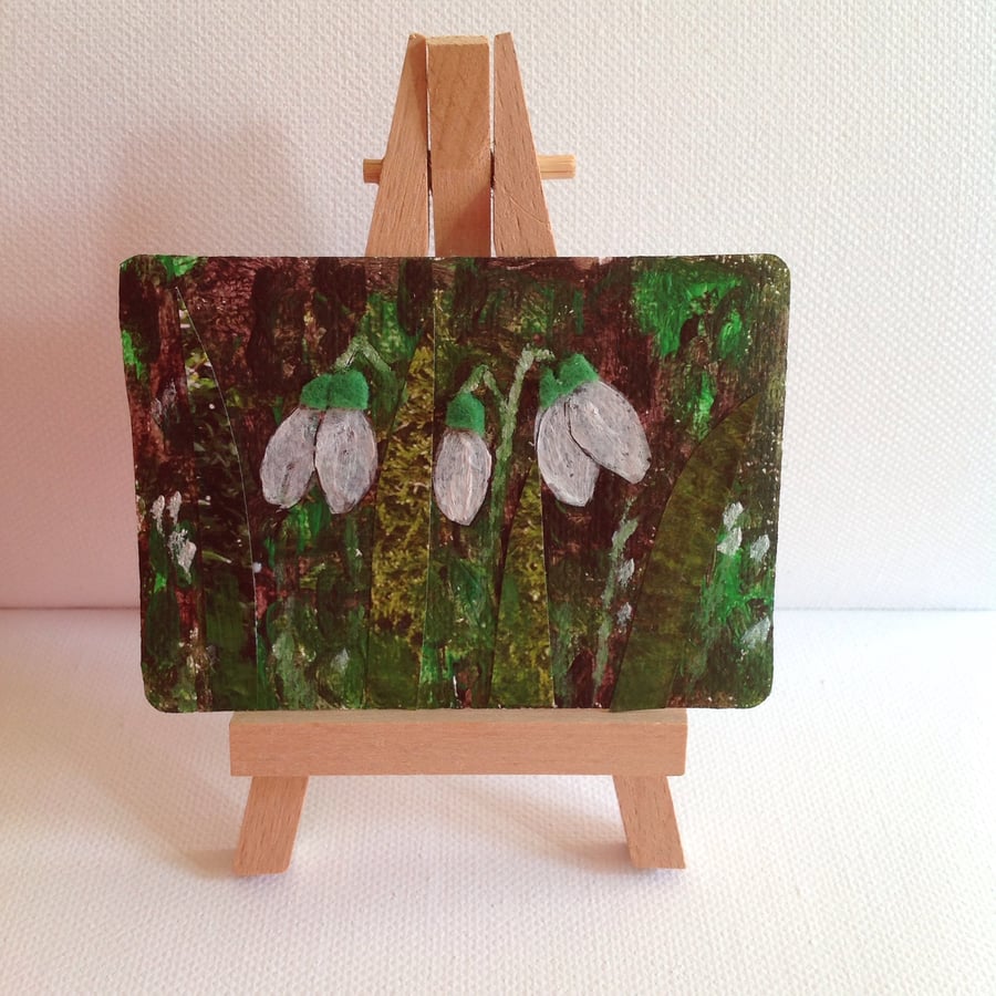 ACEO Original Snowdrops Mixed Media
