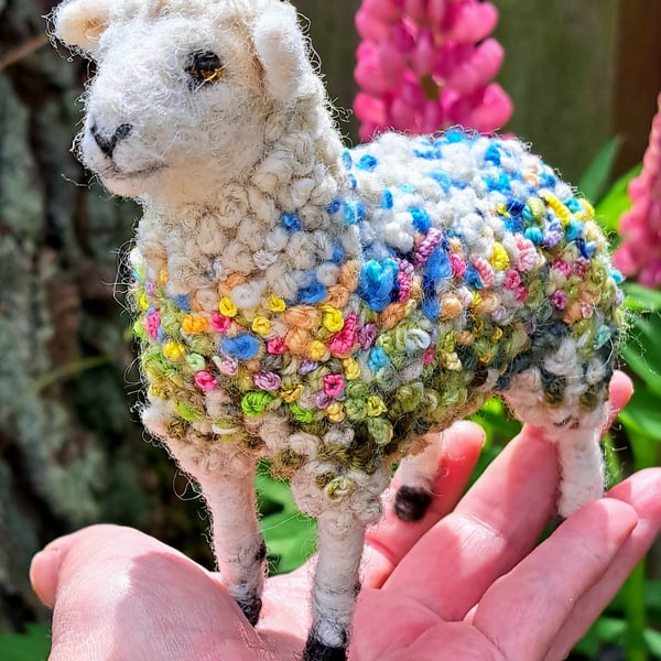 Felted and Embroidered Sheep