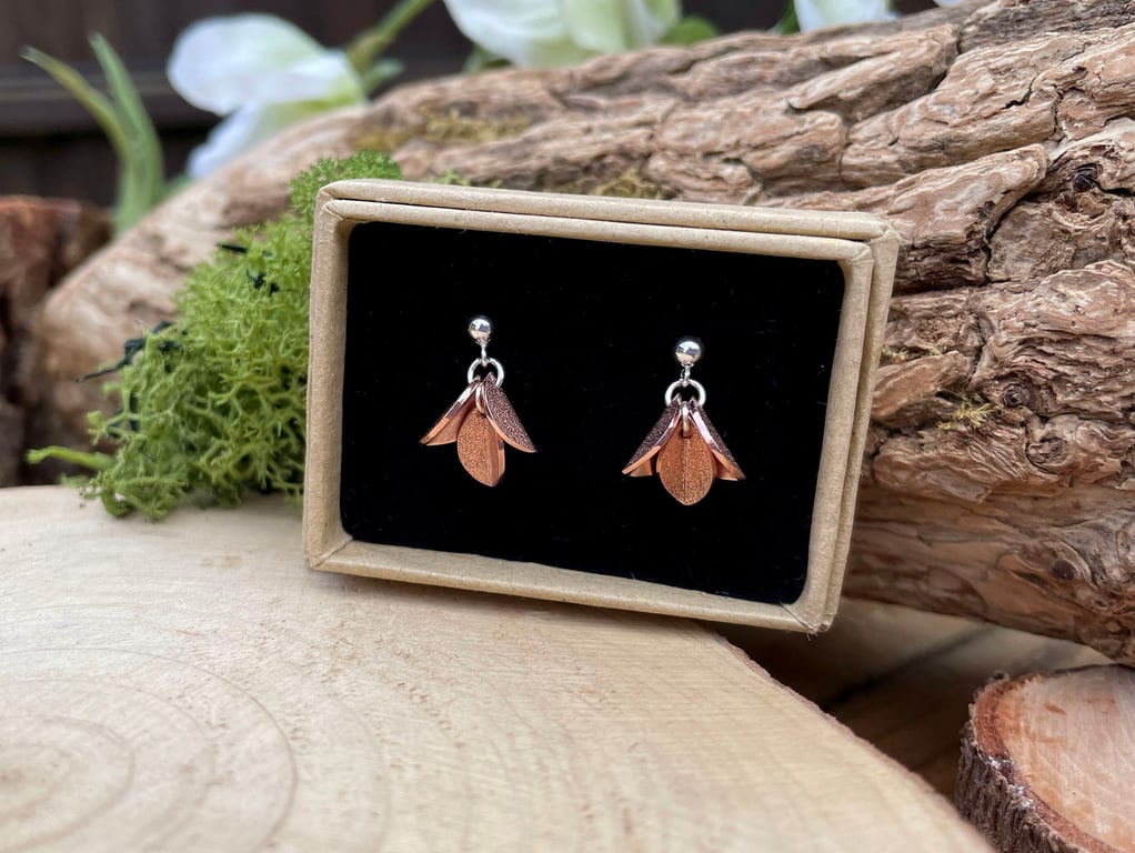 Handmade Copper Bluebell Earrings (sterling silver fittings)