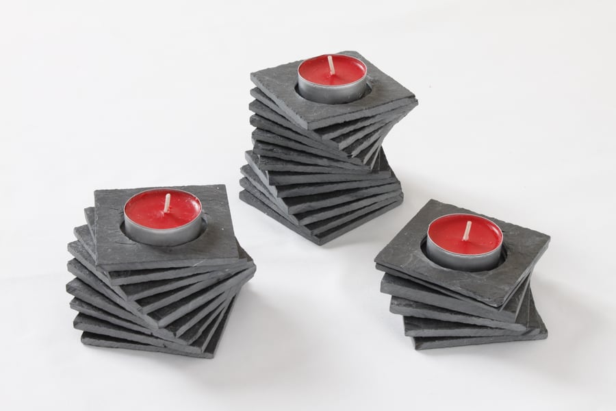 Slate tealight candle holders