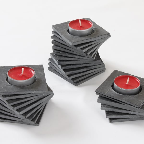 Slate tealight candle holders