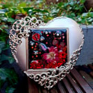 Gothic heart upcycled resin photo frame Valloween Valentines Emo Punk IT