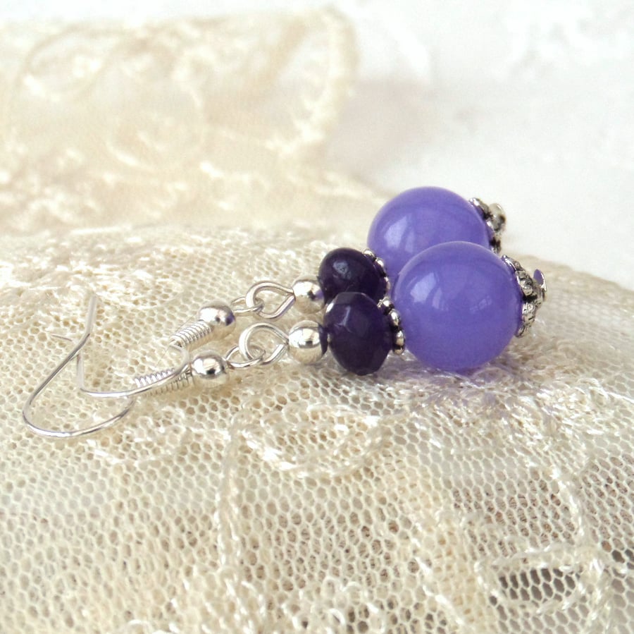 Purple jade earrings