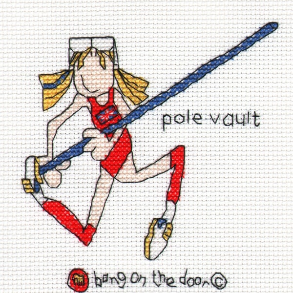 Bang on the door - mini pole vaulter cross stitch chart