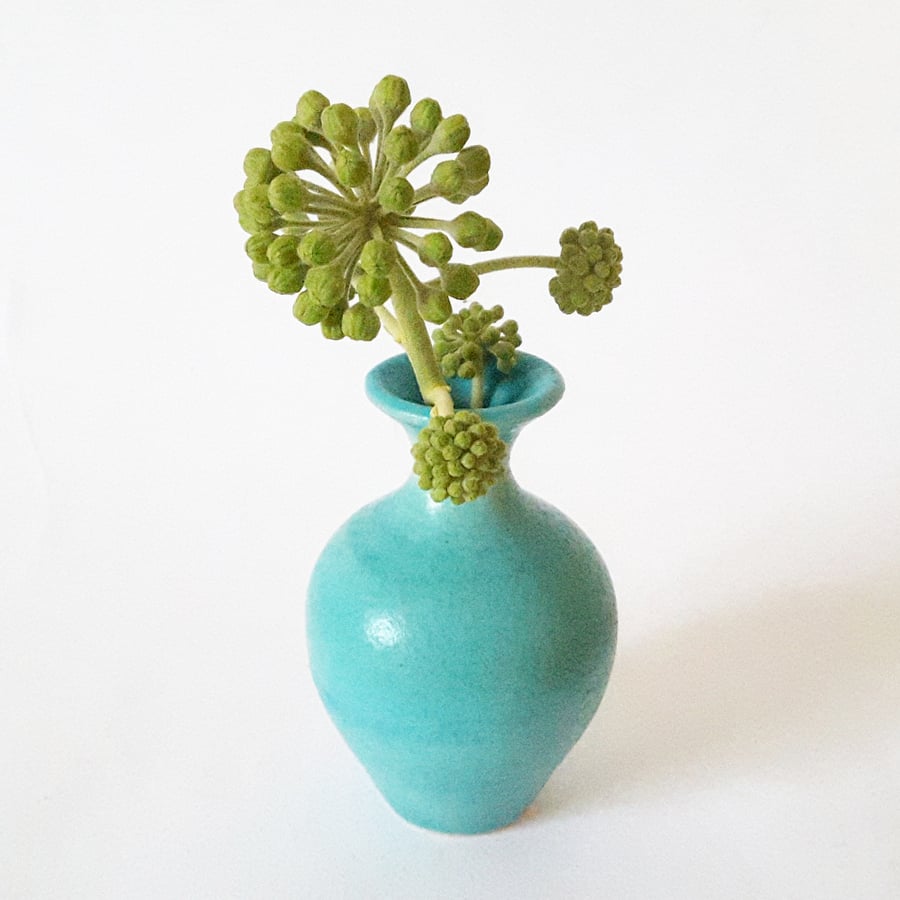 Miniature Turquoise Ceramic Vase 