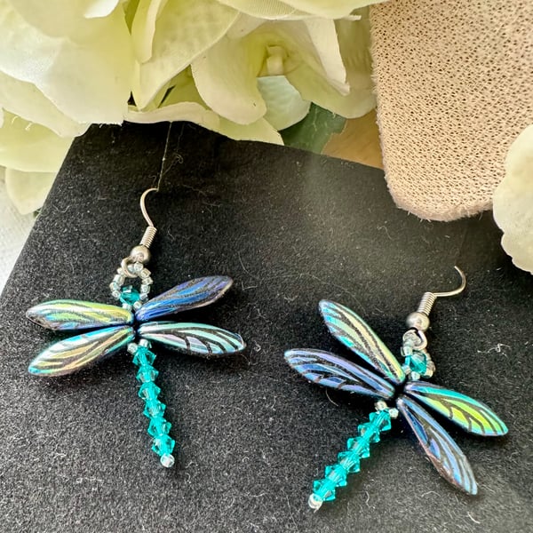 Dragonfly Earrings - Jet Laser Wing
