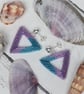 Tanzanite and Teal Triangle Beaded Earrings - Image 3