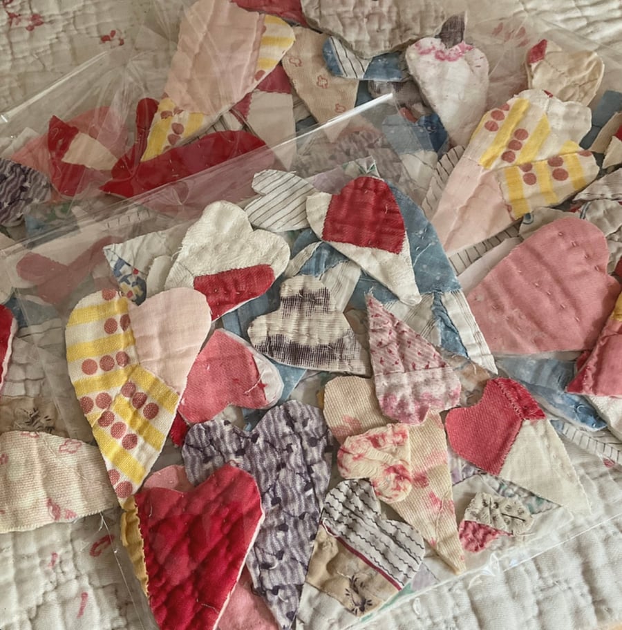 Vintage quilt hearts pack
