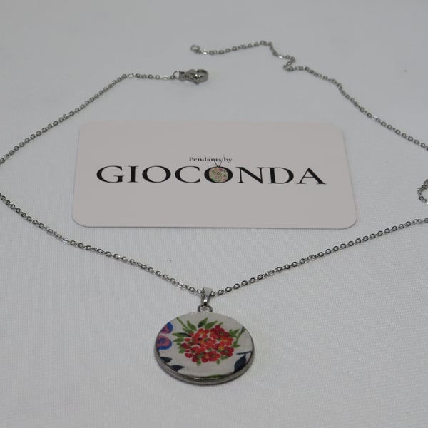 Hand Crafted Pretty Pendant - Made Using Liberty Print Fabric