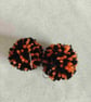 Orange and black pom pom earrings  - Image 2