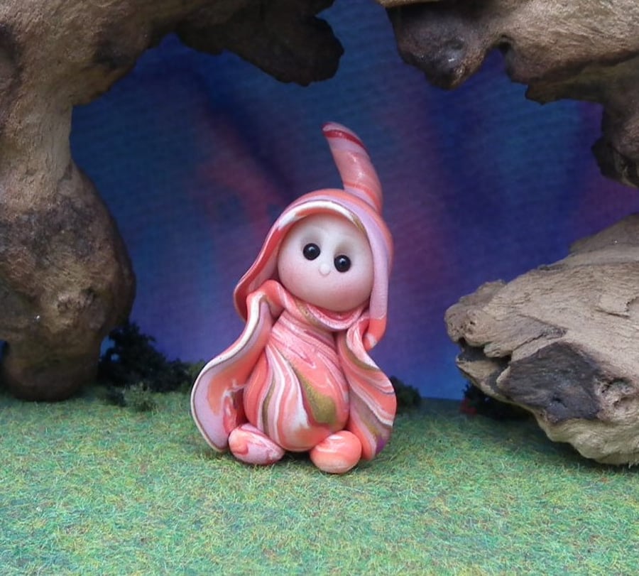 Tiny Garden Gnome 'Belle' 1.5" OOAK Sculpt by Ann Galvin