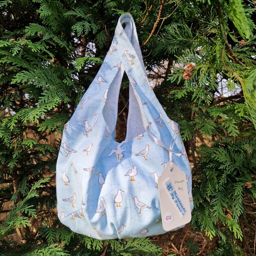 Children's Pale Blue Seagull Cotton Shoulder bag 