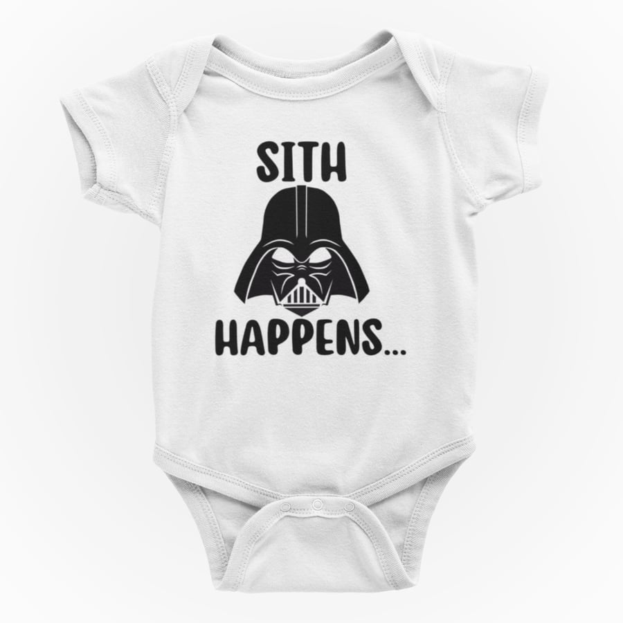 Funny Shortsleeve Baby Grow -  Sci Fi Themed   SITH HAPPENS