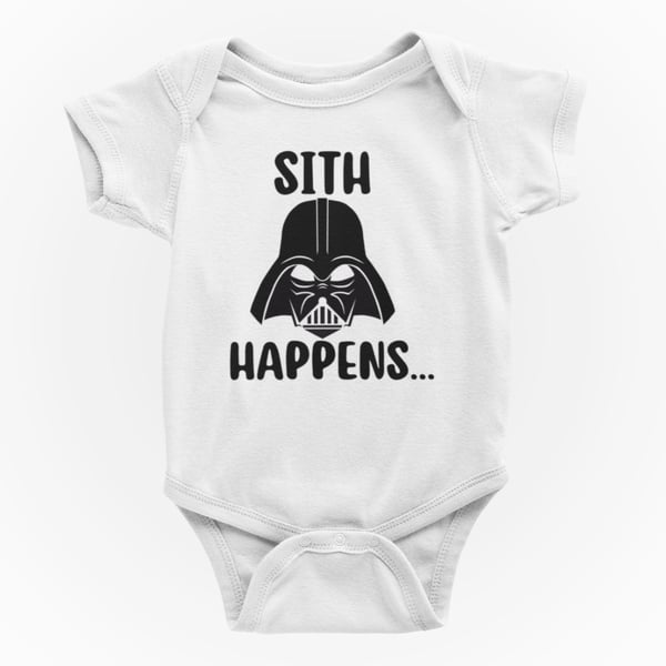 Funny Shortsleeve Baby Grow -  Sci Fi Themed   SITH HAPPENS