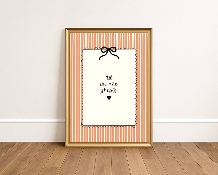 Romantic Ghost Halloween Print, Cute Gothic Decor.