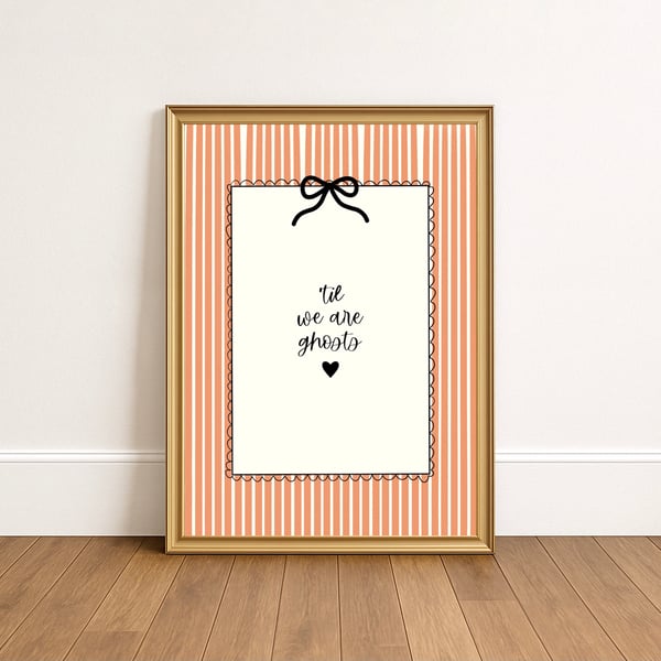 Romantic Ghost Halloween Print, Cute Gothic Decor.